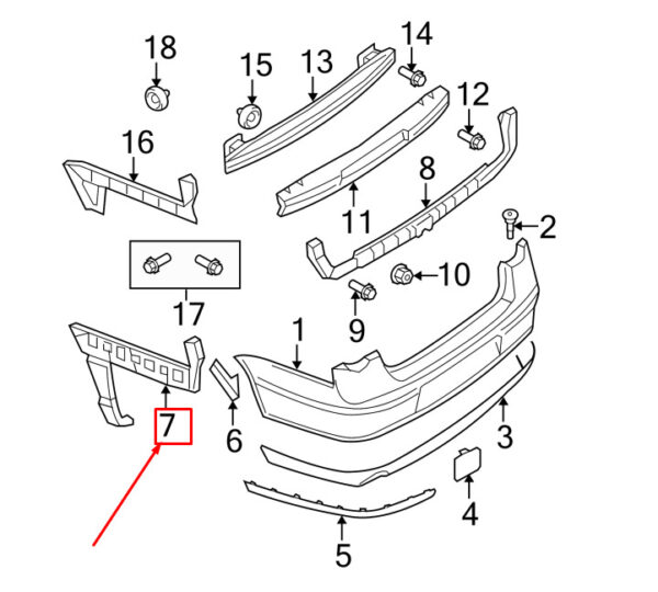 3C5807378A - VW PASSAT B6 3C Rear Right Inner Bumper Cover Support 3C5807378A ORIGINAL