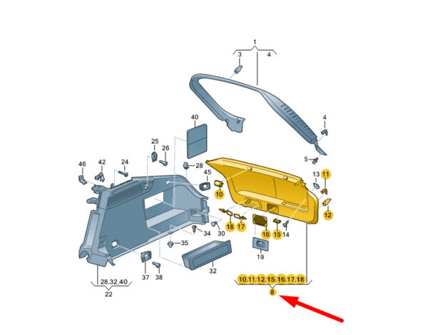 3G8867601A82V - NEW VOLKSWAGEN ARTEON 3H7 REAR LID LOWER COVER TRIM PANEL 3G8867601A82V