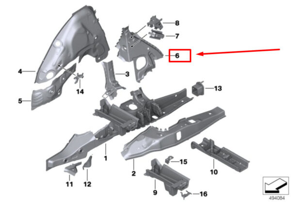 41007493947 - BMW X3 G01, F97 Rear Left C-Pillar Reinforcement 41007493947 7493947 ORIGINAL