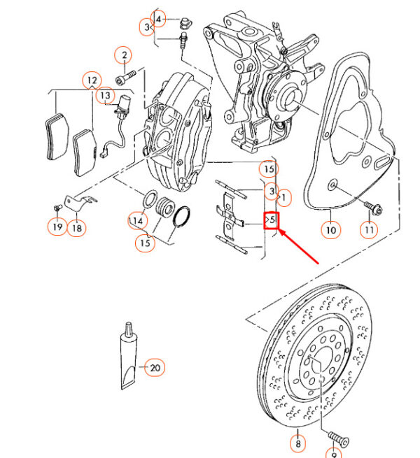420698269 - AUDI R8 42 Rear Disc Brake Caliper Hardware Kit 420698269 ORIGINAL