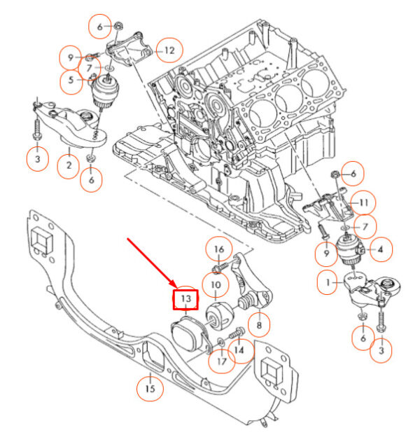 4F0199335C - AUDI A6 C6 Engine Front Stop Mount 4F0199335C ORIGINAL