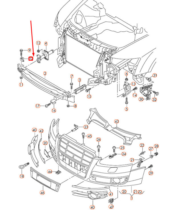 4F0807127 - AUDI A6 C6 Front Bumper Impact Bar Left Setting Bracket 4F0807127 ORIGINAL