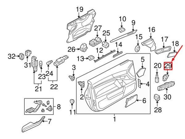4F2962108B5PR - NEW AUDI A6 AVANT C6 FRONT RIGHT DOOR LOCK SWITCH RHD 4F2962108B5PR ORIGINAL