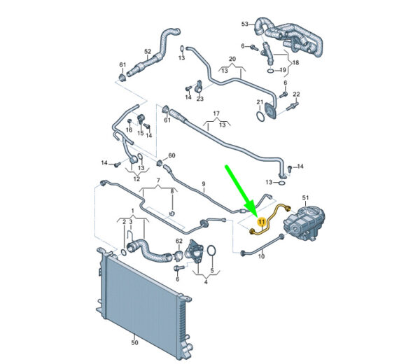 4G0121081BT - NEW AUDI A6 C7 COOLING SYSTEM REAR LEFT BREATHER LINE 4G0121081BT ORIGINAL