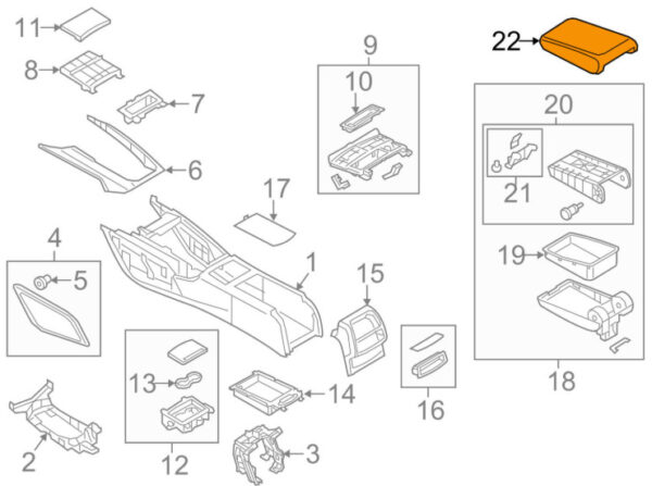 4G0864248KHB9 - AUDI A6 C7 Center Console Armrest Cover 4G0864248KHB9 ORIGINAL