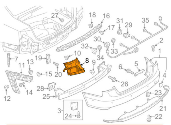 4G5807393A - Audi A6 C7 Rear Left Upper Bumper Bracket 4G5807393A ORIGINAL