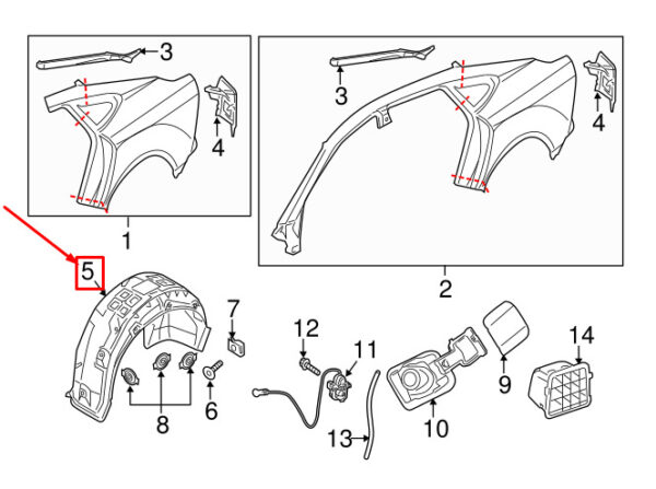4G8810172B - AUDI A7 Sportback 4G Rear Right Fender Liner 4G8810172B ORIGINAL
