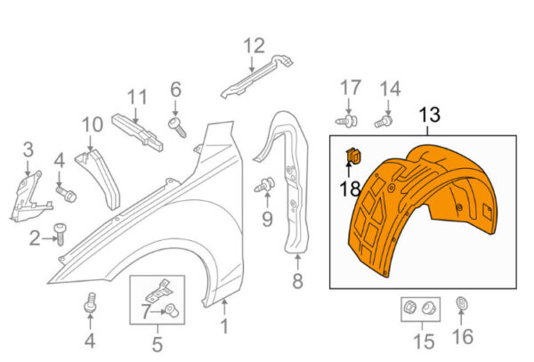 4G8821172D - NEW AUDI A7 4G FRONT RIGHT WHEEL HOUSING LINER 4G8821172D