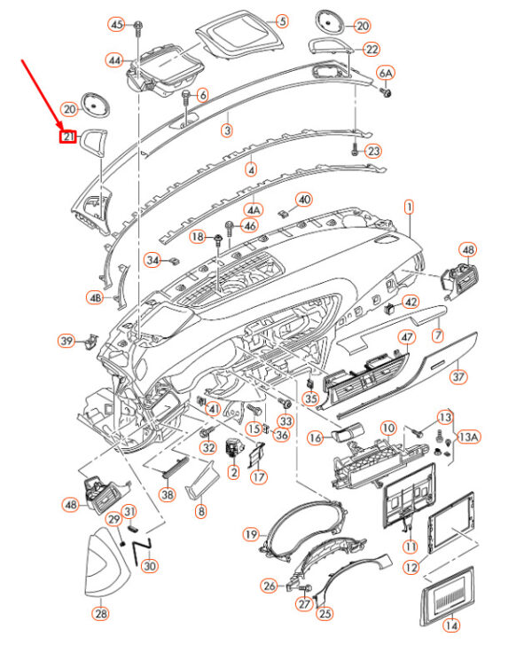 4G8857227ABD6 - NEW AUDI A7 4G8 DASHBOARD LEFT LOUDSPEAKER TRIM 4G8857227ABD6 ORIGINAL