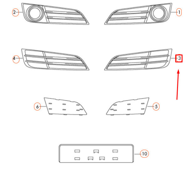 4H0807679KT94 - NEW AUDI A8 D4 FRONT BUMPER LEFT GRILLE 4H0807679KT94