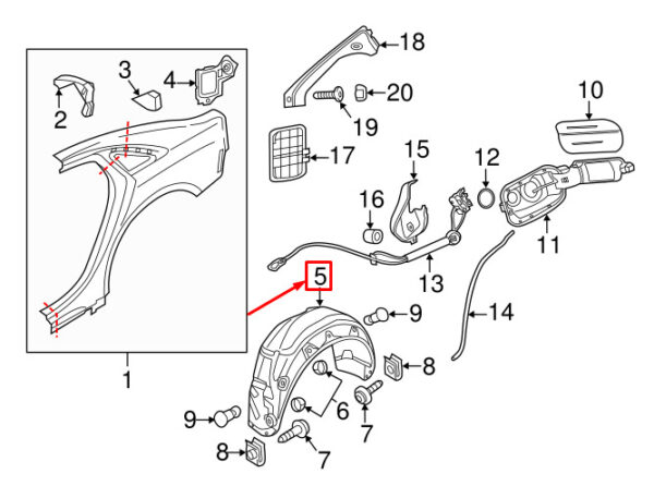 4H0810171D - AUDI A8 4H Rear Left Fender Liner 4H0810171D ORIGINAL