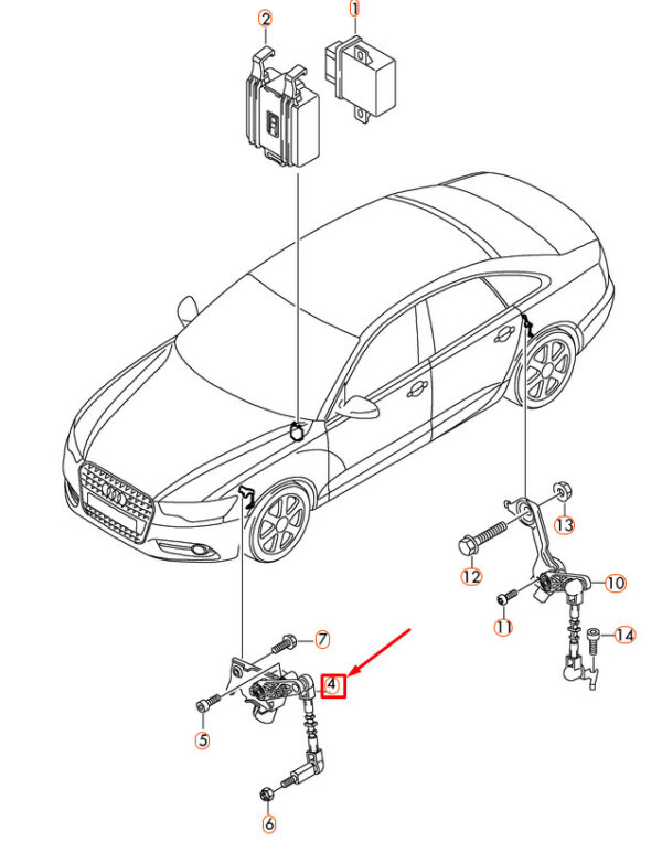4H0941285G - NEW AUDI A6 C7 4G FRONT LEFT LEVEL SENSOR WITH POLES 4H0941285G