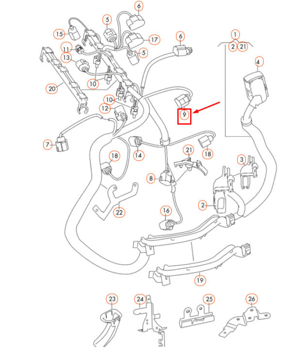 4H0973713 - NEW AUDI A1 MK1 ENGINE WIRING SET FLAT CONTACT HOUSING 6 PIN 4H0973713 ORIGINAL