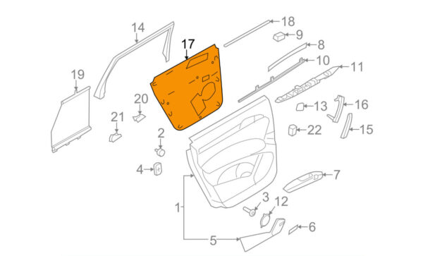4L0863981 - Audi Q7 4L Rear Left Side Door Panel Sound Absorber 4L0863981 ORIGINAL