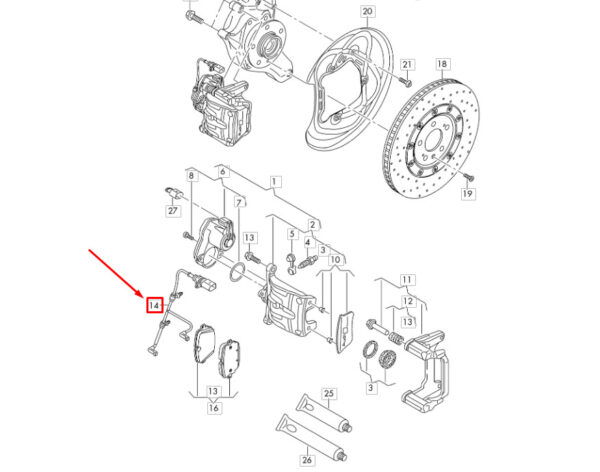 4M0615121D - AUDI Q7 4M Rear Brake Pads Wear Indicator Sender Wire 4M0615121D ORIGINAL