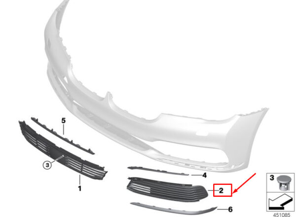51117369410 - BMW 7 G11 Front Right Bumper Air Inlet Open Grille 51117369410 ORIGINAL