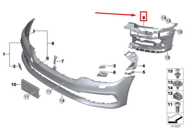 51117415580 - BMW 6 G32 Front Right Bumper Fog Lamp Support 7415580 51117415580 NEW GENUIN