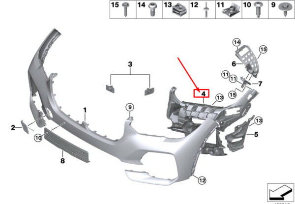 51117421820 - BMW X5 G05 Front Right Bumper Fog Lamp Support 51117421820 ORIGINAL
