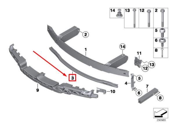 51118050509 - BMW 6 Coupe F13 Front Lower Bumper Mount 51118050509 8050509 ORIGINAL