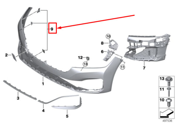 51119883277 - BMW 7 G11, G12 Front Bumper Pdc Mounting Set 9883277 51119883277 ORIGINAL