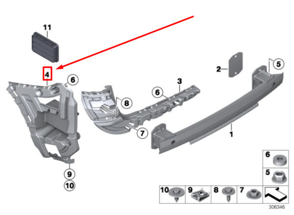 51127210078 - BMW X3 F25 Rear Right Bumper Bracket 7210078 51127210078 ORIGINAL