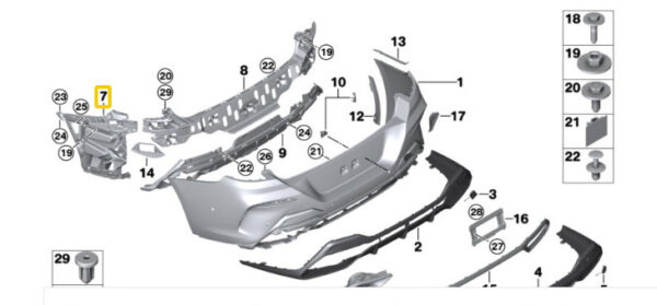 51128075248 - BMW 8 Cabrio G14 M F91 Rear Right Bumper Bracket 51128075248 ORIGINAL