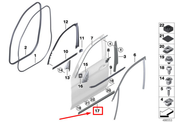 51138064793 - BMW X3 G01,F97 Front Left Door Protective Strip 51138064793 8064793 ORIGINAL