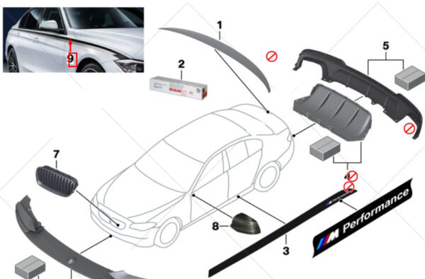 51142344583 - BMW 5 F10 Side Stripes Stickers Kit 51142344583 ORIGINAL