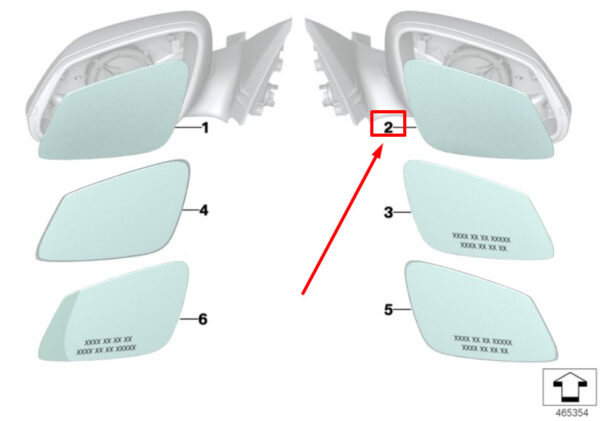 51167285000 - BMW 2 F22, F87 Front Right Door Mirror Glass LHD 51167285000 7285000 ORIGINAL