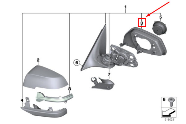51167308640 - BMW 7 F01,F02 Front Right Mirror Supporting ring 51167308640 7308640 ORIGINAL