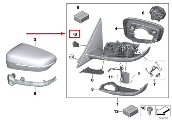 51167498236 - BMW 3 G20, G28 Outside Mirror Competition Plug 51167498236 7498236 ORIGINAL