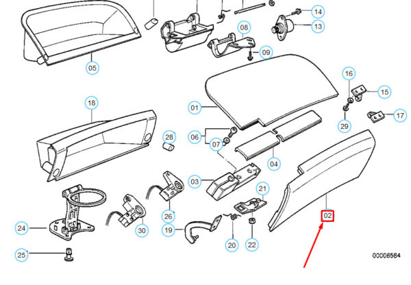51168169113 - BMW 8 E31 Glove Box Lower Cover 51168169113 ORIGINAL