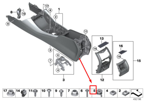 51169390184 - BMW X3 G01 Center Console Adjustment Element 9390184 51169390184 ORIGINAL