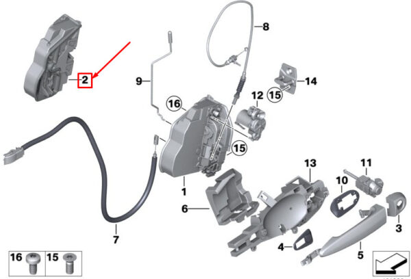 51217318412 - BMW X4 F26 Front Right Door Lock 51217318412 ORIGINAL