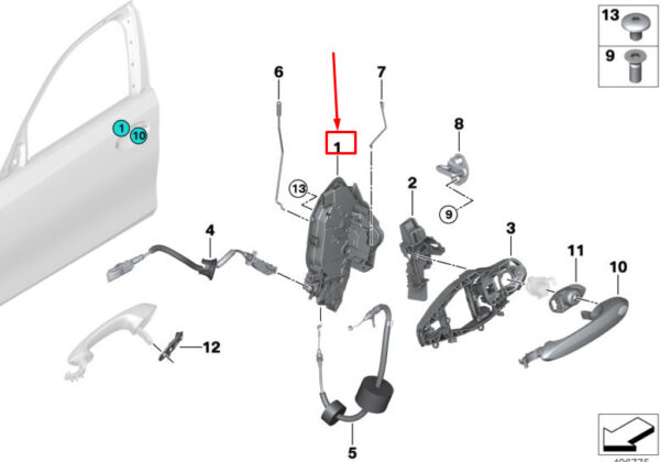 51217445050 - BMW 3 G20 Front Right Door System Latch 51217445050 ORIGINAL