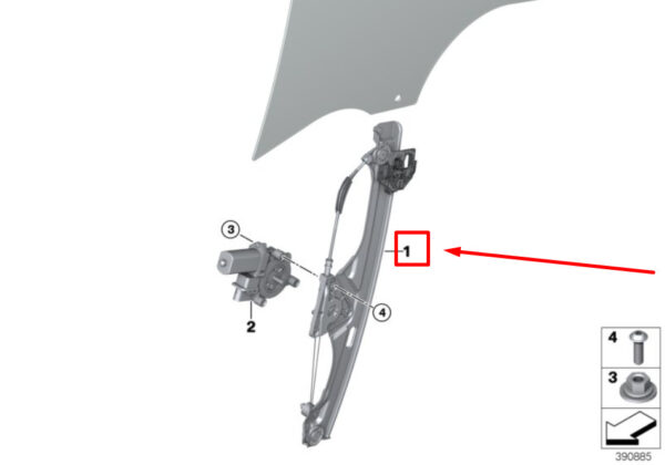 51337490192 - BMW 2 F45 Front Right Door Window Regulator 7490192 51337490192 ORIGINAL