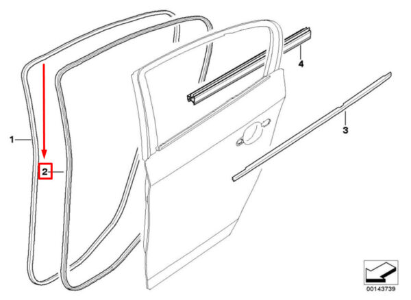 51347060245 - BMW 3 E90 Rear Right Door Seal 51347060245 7060245 ORIGINAL