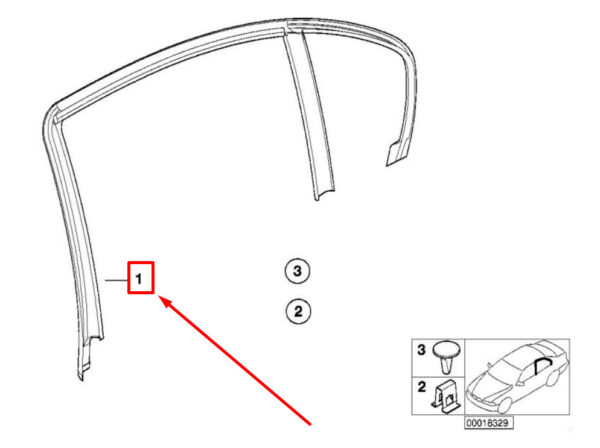 51348212524 - NEW BMW 3 E46 REAR RIGHT DOOR WINDOW FRAME COVER 51348212524 8212524 ORIGINAL