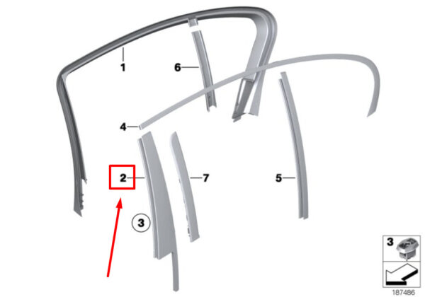 51357185234 - BMW 7 F01, F02 Rear Right Door Column-B Cover 51357185234 7185234 ORIGINAL