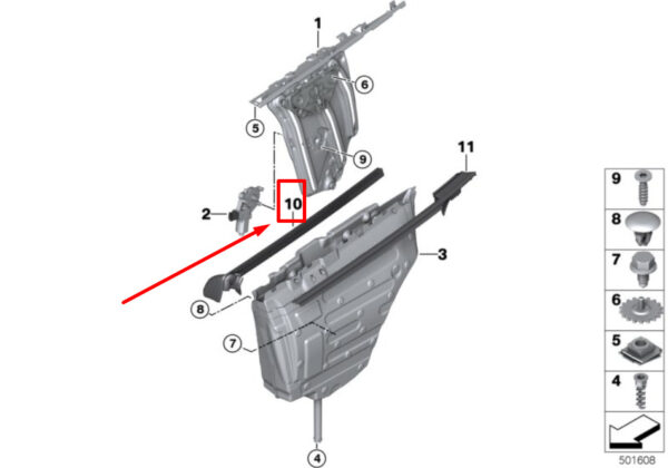 51377280295 - BMW 4 F33  Rear Left Door Inner Channel Sealing 7280295 51377280295 ORIGINAL