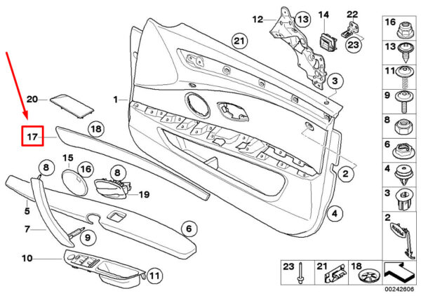 51418044690 - NEW BMW 5 E61 FRONT RIGHT DOOR DECORATIVE STRIP 51418044690 8044690 ORIGINAL