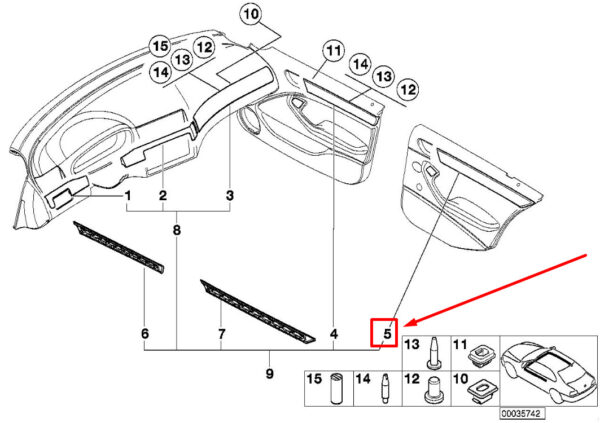 51427120700 - BMW 3 E46 Rear Right Door Decorative Strip 51427120700 7120700 ORIGINAL