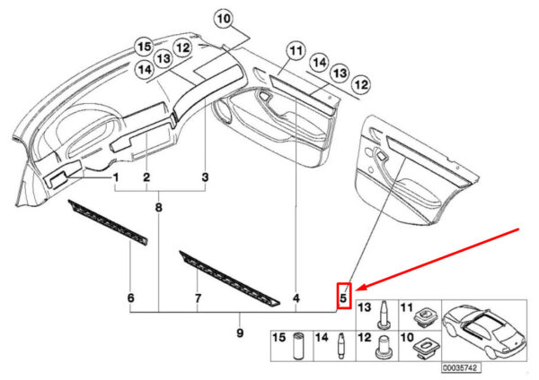 51428235232 - BMW 3 E46 Rear Right Door Decorative Strip 8235232 51428235232 ORIGINAL