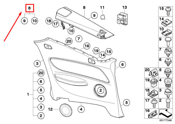 51439128773 - BMW 1 E88 Rear Left Side Trim Panel Capping 9128773 51439128773 ORIGINAL