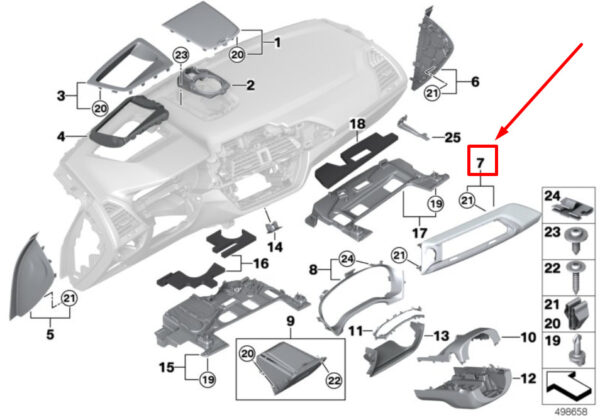 51456820690 - BMW X3 G01 Instrumental Panel Trim 51456820690 6820690 ORIGINAL