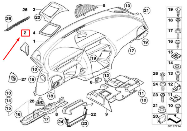 51457130449 - BMW 6 Cabrio E64 Left Warm Air Duct Cover 51457130449 7130449 ORIGINAL