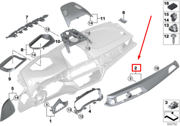 51458069180 - BMW F90 Front Right Instrumental Panel Trim 51458069180 8069180 ORIGINAL