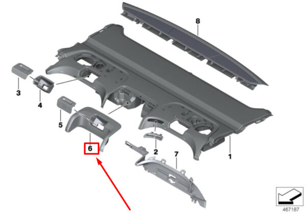 51467990224 - BMW 7 G11, G12 Rear Armrest Top Trim 7990224 51467990224 ORIGINAL