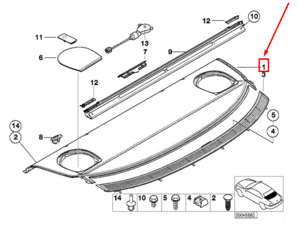 51468289516 - BMW 3 E46 Rear Window Shelf 51468289516 8289516 ORIGINAL