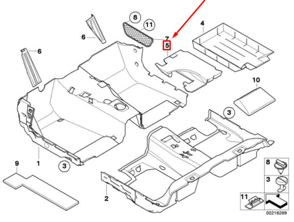 51477039402 - BMW 5 E60 Front Right Foam Footwell Insert 51477039402 7039402 ORIGINAL